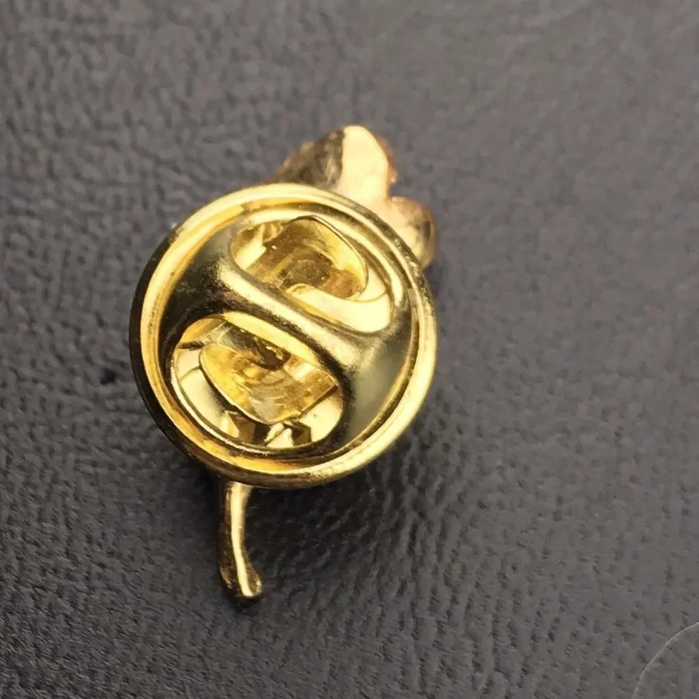 Red Rose Pin Gold Tone Enamel Small Brooch Vintage
